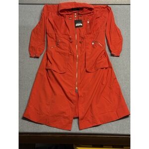 GSTQ Orange Parachute Anorak Jacket XS NWT Hooded Utility Coat $328 Retail‎